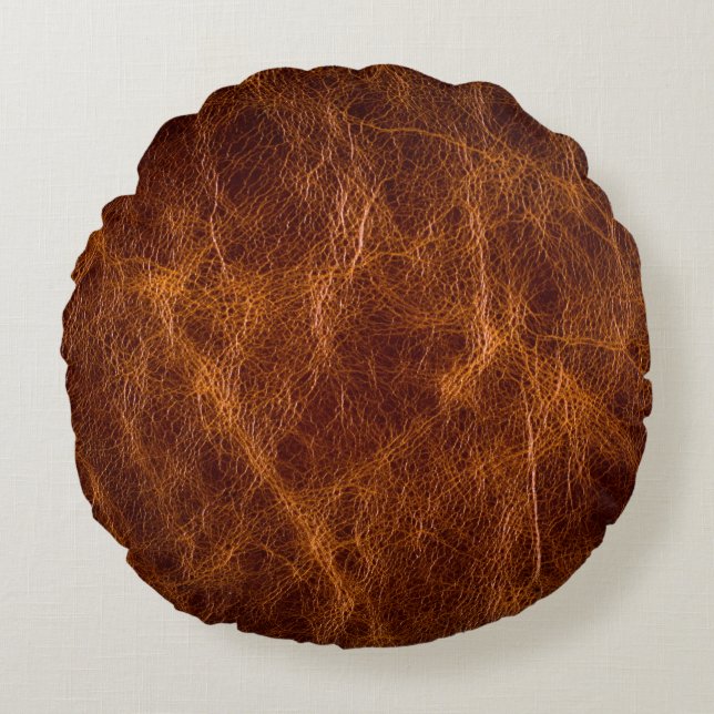 Brown leather textureleather,texture,background,ar round pillow (Front)