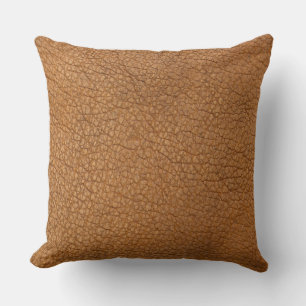 Brown Leather Throw Pillow