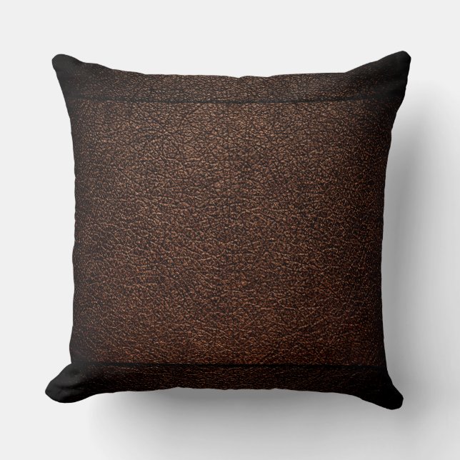 Brown Leather Throw Pillow (Front)