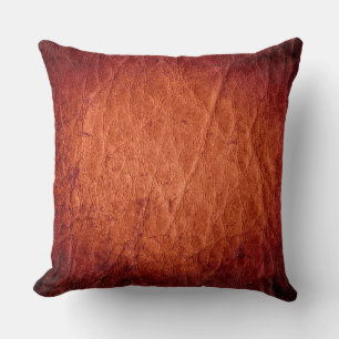 Brown Leather Throw Pillow