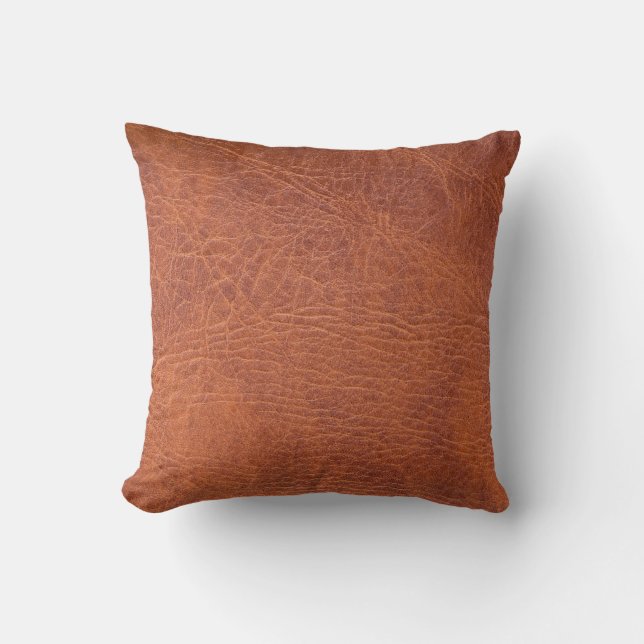 Brown leather throw pillow (Front)