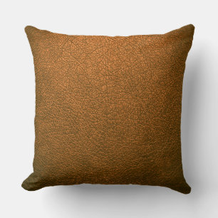 Brown Leather Throw Pillow