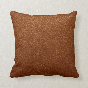 Brown Leather Throw Pillow