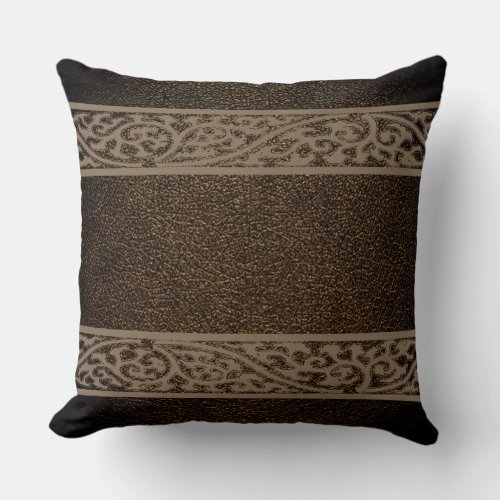 Brown Leather Throw Pillow