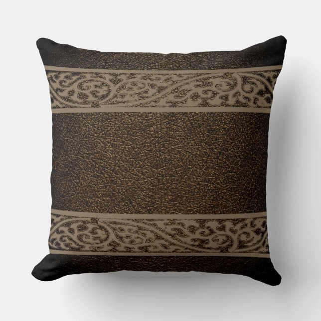 Brown Leather Throw Pillow (Front)