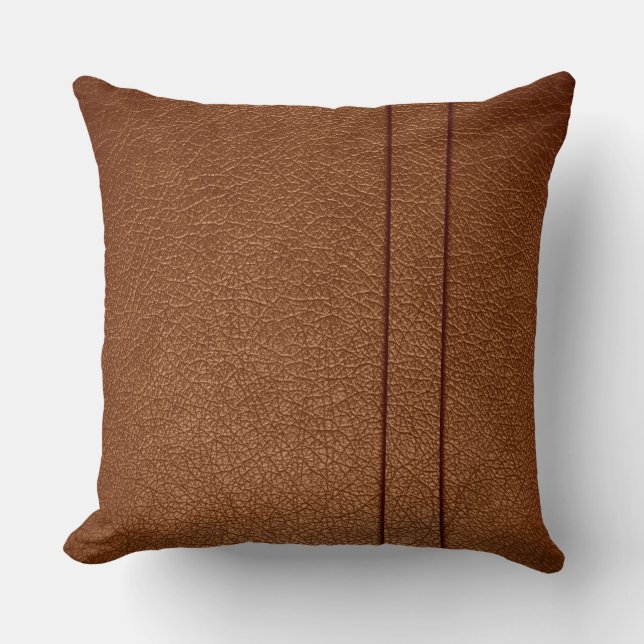 Brown Leather Throw Pillow (Front)