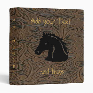 Brown Leather Tool Print W/Horse Head Avery Binder