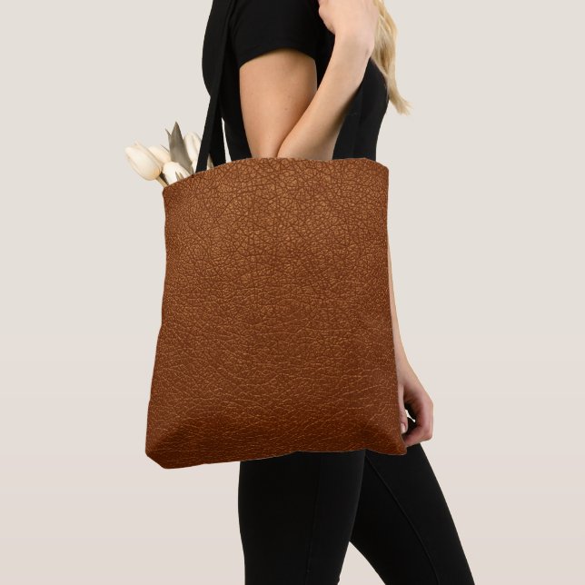 Brown Leather Tote Bag (Close Up)