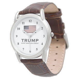 Brown leather Trump watch Keep America Great