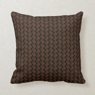Brown leather weave throw pillow