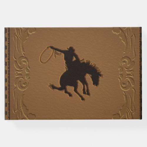 Brown Leather Western Wild West Cowboy Wedding Guest Book