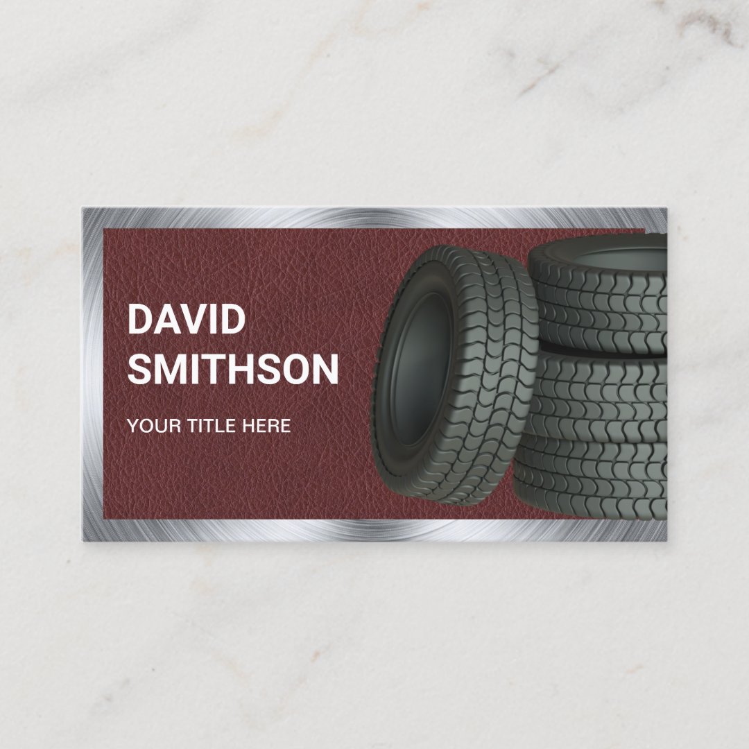 Brown Leather Wheel Alignment Car Tire Shop Business Card | Zazzle