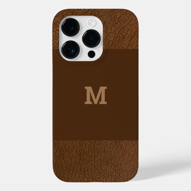 Brown Leather with Classic Monogram Case-Mate iPhone Case (Back)