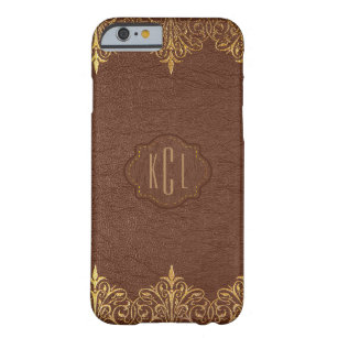 Brown Leather With Gold Lace Accents Barely There iPhone 6 Case