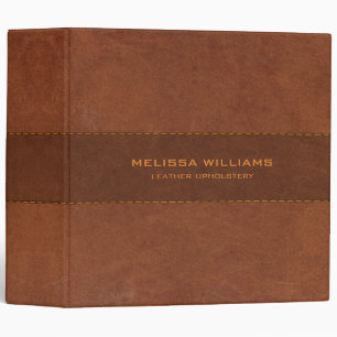Brown Leather with Stitches Effect 3 Ring Binder