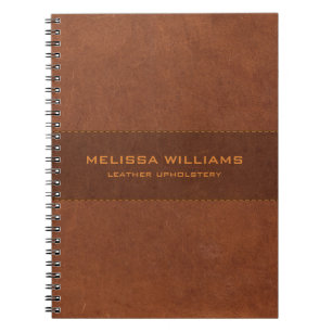 Brown Leather with Stitches Effect Notebook