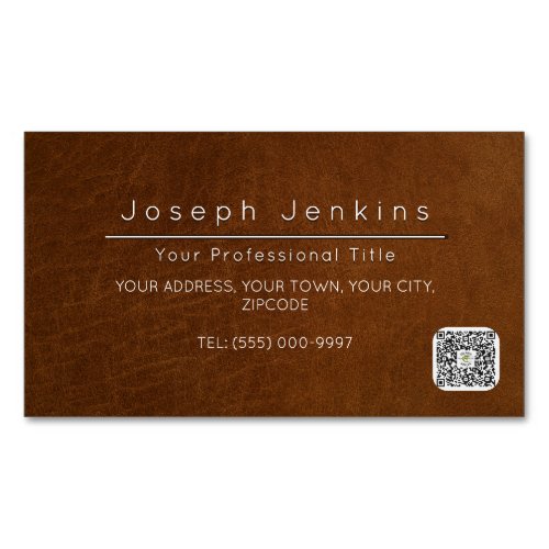 brown leather worker saddler luxury branding  business card magnet