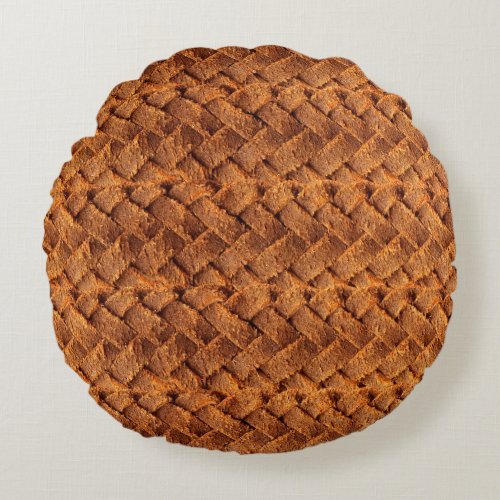 Brown leather woven backgroundleatherbrownbackgr round pillow