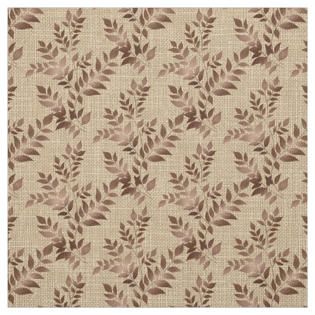 Brown Leaves on Cream Fabric (Swatch)