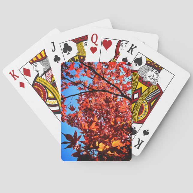 Brown leaves poker cards (Back)