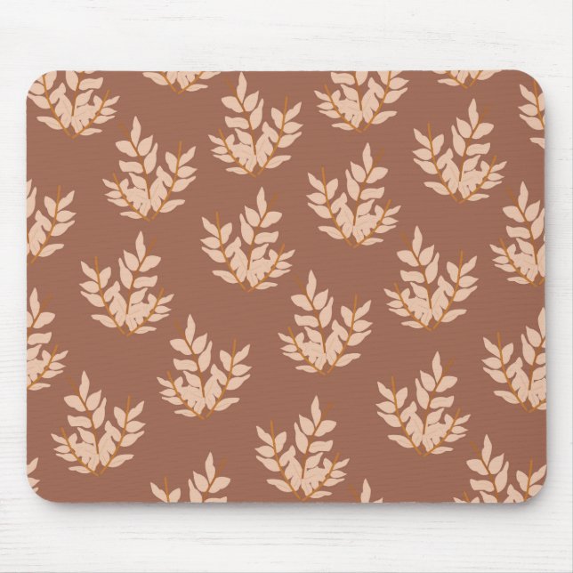 Brown Leaves Vintage Line Leaf Pattern  Mouse Pad (Front)