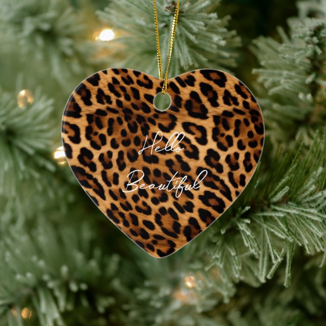Brown Leopard Animal Print Ceramic Ornament (Tree)