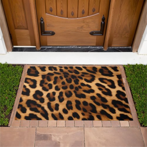 Brown Leopard Animal Print Doormat