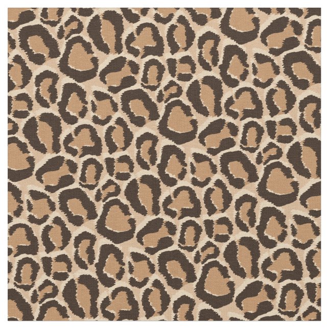 Brown Leopard Animal Print Fabric (Close Up)
