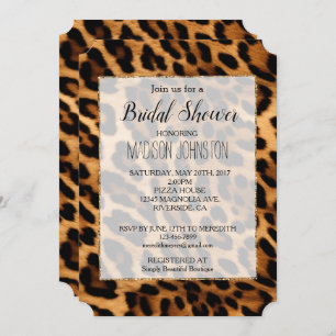 Brown Leopard Animal Print Invitation