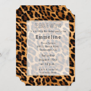 Brown Leopard Animal Print Invitation