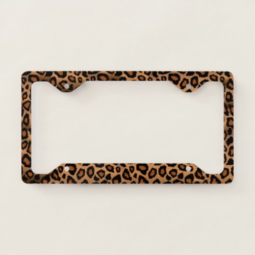 Brown Leopard Animal Print License Plate Frame