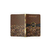 Brown Leopard Animal Print - Monogram Passport Holder (Opened)