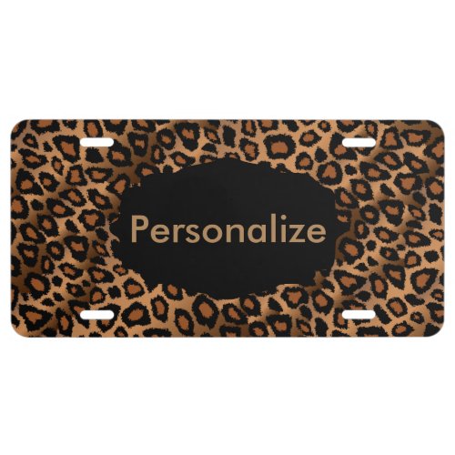 Brown Leopard Animal Print  Personalize License Plate