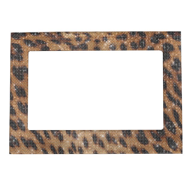 Brown Leopard Animal Print Sparkle Magnetic Frame (Front)