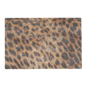 Brown Leopard Animal Print Sparkle Placemat
