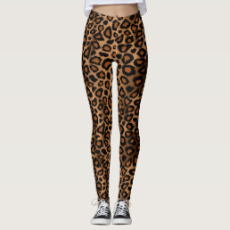 Brown Leopard Animal Skin Print Leggings