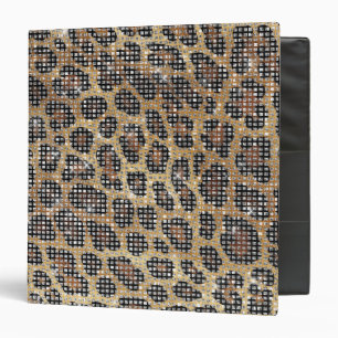 Brown Leopard Animal Sparkle 3 Ring Binder