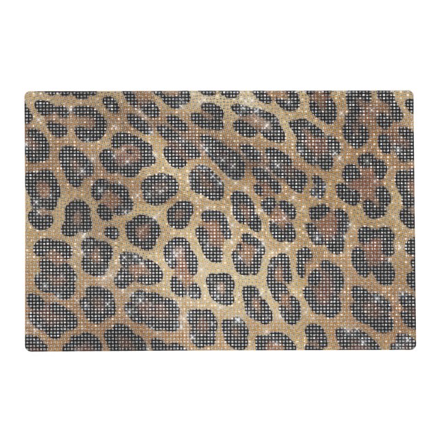 Brown Leopard Animal Sparkle Placemat (Front)