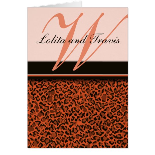 Brown Leopard Monogrammed Thank You Note Cards