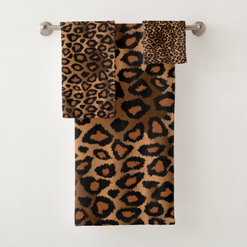 Brown Leopard Pattern Bath Towel Set