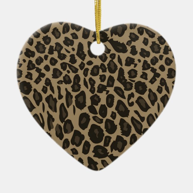 Brown Leopard Print Ceramic Ornament (Front)