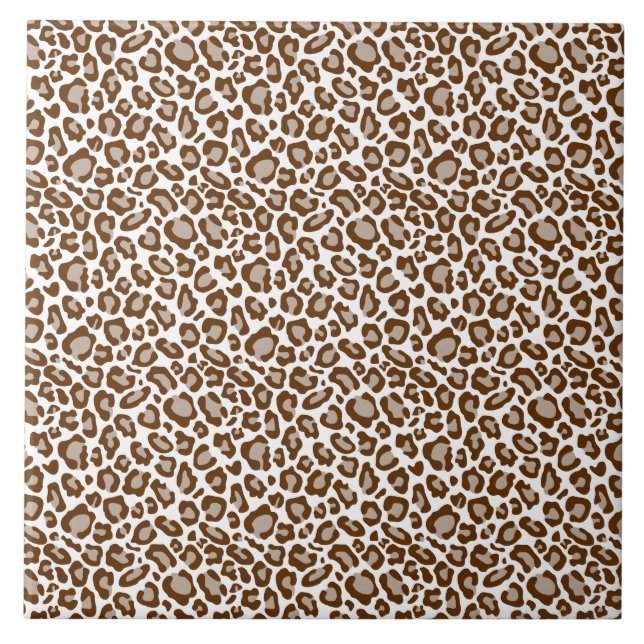 Brown Leopard Print Ceramic Tile (Front)