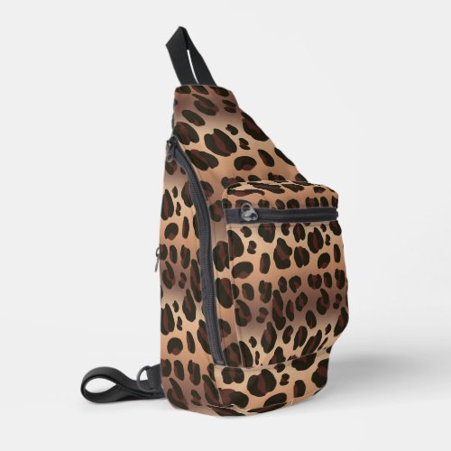 Brown Leopard Print Crossbody Sling Bag