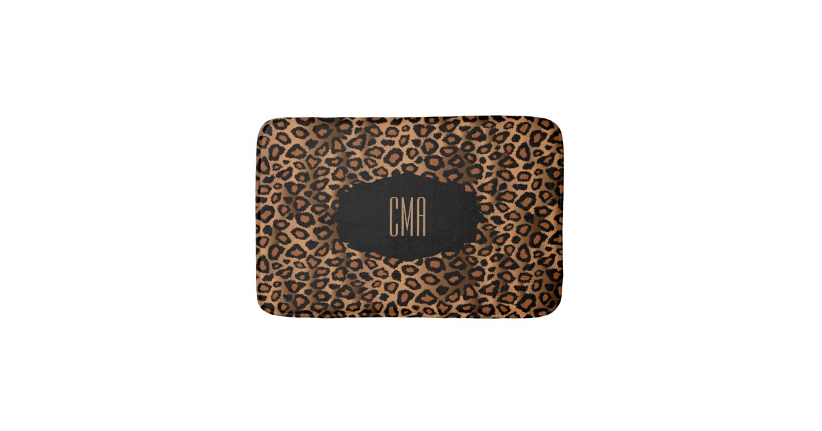 Brown Leopard Print | DIY Monogram Bathroom Mat | Zazzle