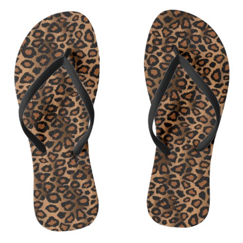 Brown Leopard Print Flip Flops