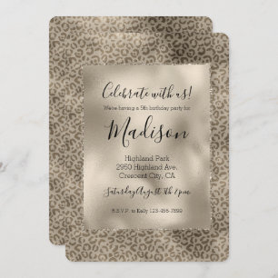 Brown Leopard Print Gold Glitz Invitation