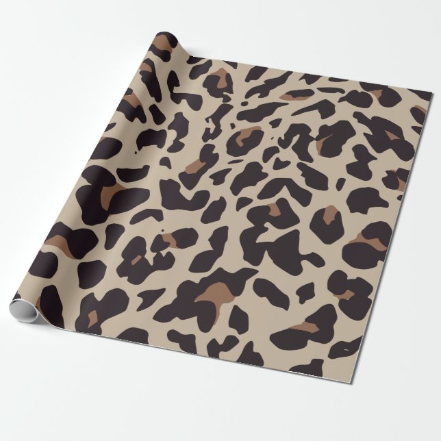 Brown Leopard Print Wrapping Paper (Unrolled)