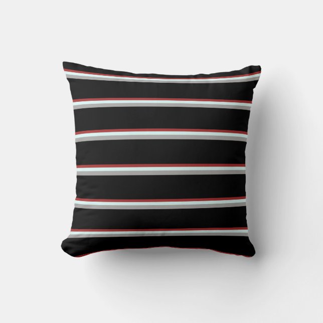 Brown, Light Cyan, Dark Gray, and Black Lines Throw Pillow (Front)