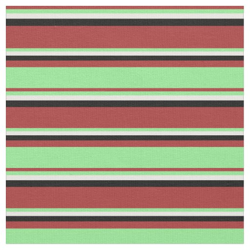 Brown, Light Green, White & Black Stripes Fabric