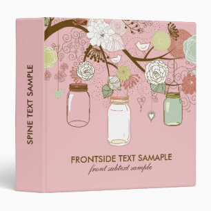 Brown & Light Pink Mason Jar & Retro Flowers Binder